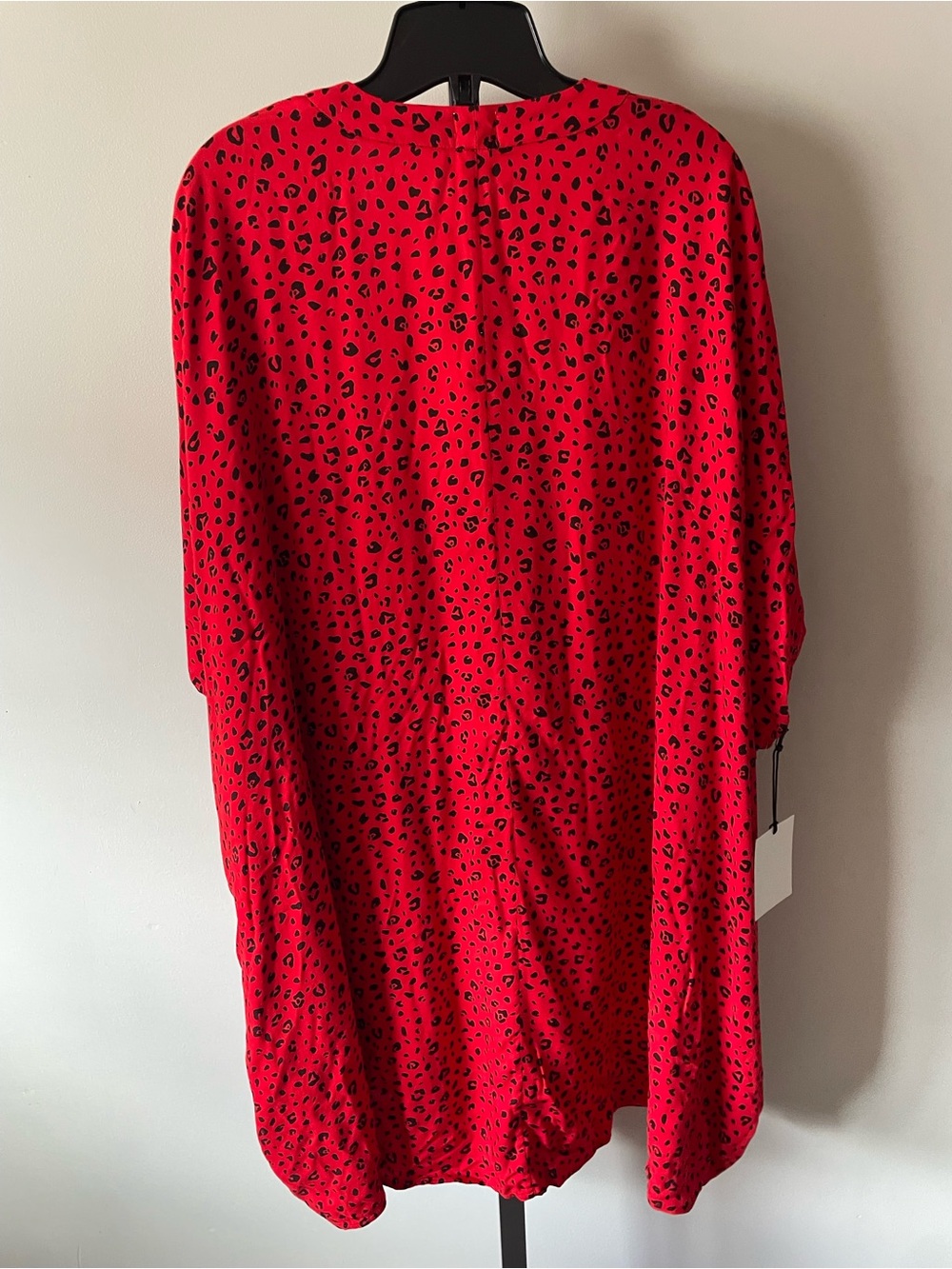 NWT Sunday Best Aitken Leopard Animal Print Kimono Wrap Cardigan Red Oversized - Picture 4 of 8